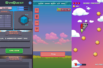 create pixel art menu game user interface gui, ui