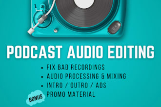 undertake podcast audio editing, mixing and mastering