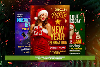 create premium christmas, new year, valentine, flyer, poster designs
