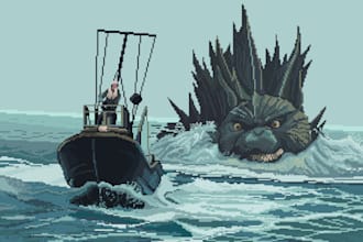 draw pixel art scene and background for your game