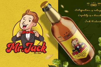 design amazing cartoon mascot retro vintage style oldschool logo style