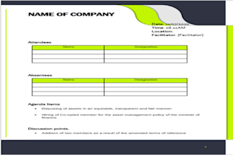 write clear and concise meeting minutes or summaries