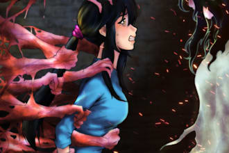create illustration, fanart with manga style