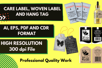 design care label, woven label, hang tag in 24 hrs
