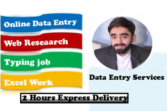 do fast data entry, web research, typing job, copy paste and excel sheet work