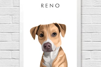 draw minimalist vector pet,dog,cat potraits