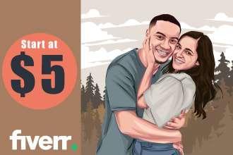 draw couple portrait illustration from your photo