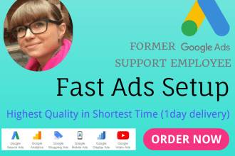 set up all needed features for google ads, so you can start advertising asap