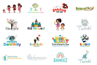 design kids  children daycare childcare cute fun school toy shop logo