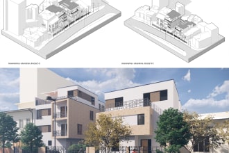 create a revit model, with 2d drawings and 3d renderings