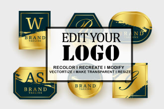 do best edit, recolor, change font,vectorize, make transparent logo