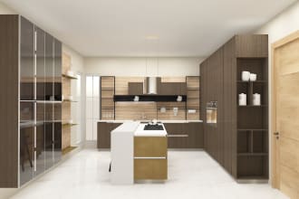 do unique modern and classical  kitchen drawing and 3d images