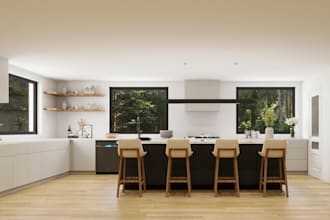 design and 3d rendering kitchen, bathroom and closets