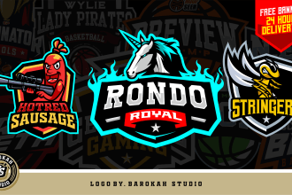 create premium mascot logo for esports team, twitch, youtube