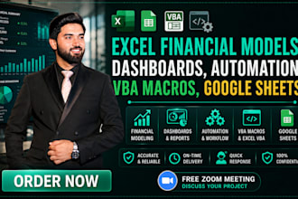 build excel financial models, dashboards, automation, vba macros, google sheets