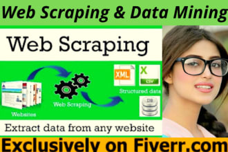 do web scraping, data mining, excel data entry