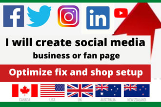 create and setup your social media business or fan page