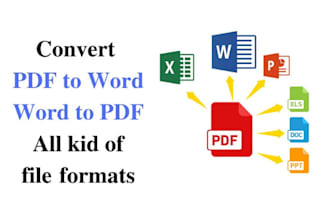 convert pdf to word, excel, csv, jpg file in 1 hours