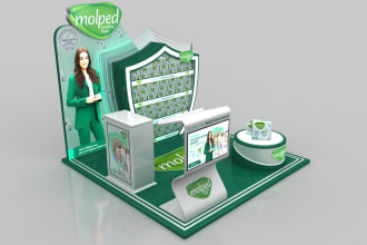 create design exhibition stall, kiosk,  promotion stand, podium