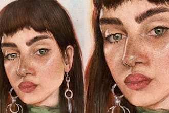 draw a beautiful professional watercolor portrait drawing