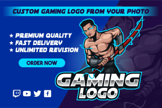 design logo mascot from your photo for twitch gaming,youtube