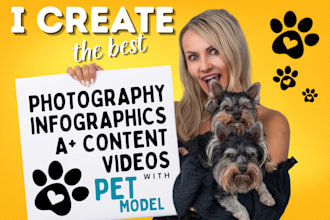 be your female, dog model for pet product photos, infographic, product videos
