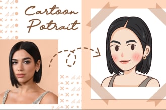 convert your photo into cute cartoon portrait vector