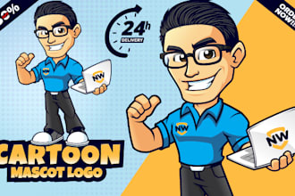do unique cartoon mascot or character logo for your business
