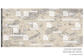 render 3d axonometric isometric diagram for architecture and interior design