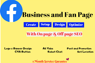 create, design and optimize facebook business and fan page