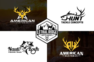 do unique outdoor hunting and fishing logo