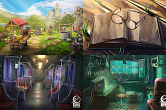 do scene concept art illustration for you
