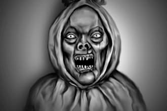 drawing horror and dark illustration