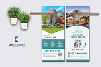 design professional real estate door hanger, flyer design