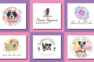 design feminine watercolor and pet logo