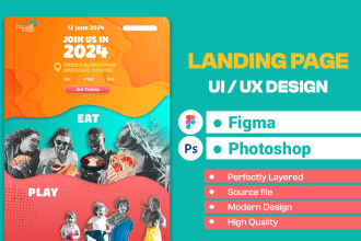 do website ui ux, landing page design with figma, xd