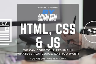 design for you professional resume template cv in html,css and js