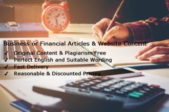 write business, financial articles and website content