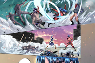 draw comic page with manga style based on your script