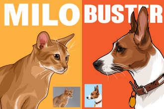 draw your dog cat or pet animals in vector art illustration