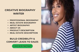 write realtor biography, agent bio or real estate bio