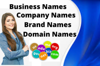 create 15 perfect business names, brand names, company names, domain and slogans