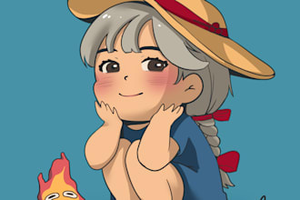 draw cute illustration and background