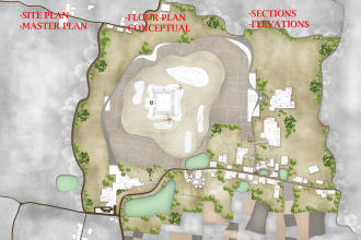 render unique architectural masterplan ,elevation , section