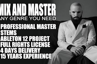 professionally mix and master, edit your tracks, club  ready