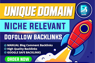 50 unique domain dofollow niche relevant blog comment backlinks
