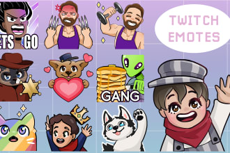 create cute custom twitch emotes for you