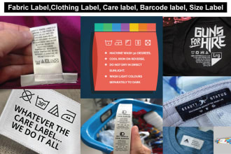 design clothing label, care instruction labels within 6 hour