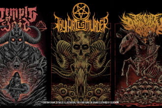 do an dark, brutal, horror, metal art illustration