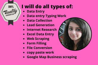 do data entry typing work,data collection and copy paste job